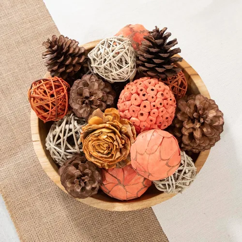 Vista 4 de Bolas decorativas para jarrón y cuencos de tonos naturales Decoración del hogar (naranja otoño)