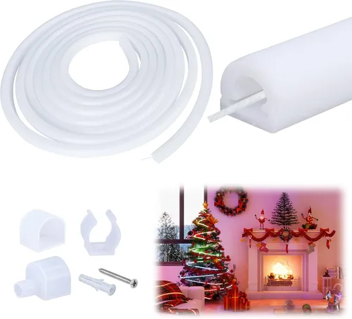 Vista 9 de Muzata Difusor LED de silicona sin manchas de 16.5 pies/16.4 ft con canal LED blanco flexible con brida empotrada tubo flexible