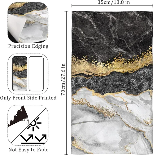 Vista 2 de HAISUKA Toallas de mano de mármol negro y dorado para baño, toallas de baño decorativas suaves y absorbentes, toallas de mano modernas abstractas
