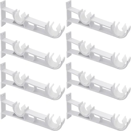 Vista 10 de Soportes dobles para cortinero, ganchos resistentes para cortinero, soportes para barra de cortina montados en la pared para cortinero de 1 pulgada