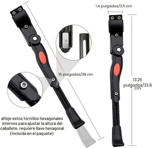 Vista 3 de UHACKER Soporte lateral trasero ajustable para bicicleta de aluminio para bicicletas de 22"-26