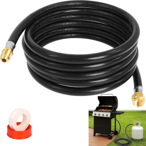 Vista 9 de Wadoy, conjunto de conector de manguera de propano para cámper, 2 pies, 3/8" rosca hembra x 3/8" rosca hembra para conexión rápida, manguera de 24