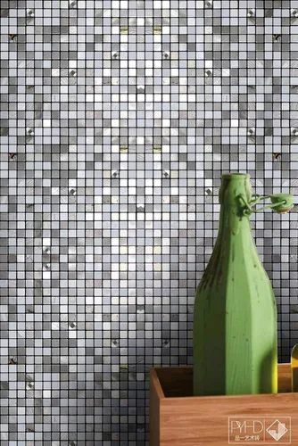 Vista 3 de 10 hojas autoadhesivas de mosaico de aluminio para despegar y pegar, paneles de pared 3D para cocina y baño (12 x 12 pulgadas, bronce)