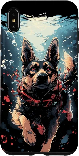Vista 10 de iPhone 16 German Shepherd Dog Diving Swimming Underwater Case