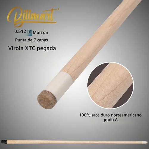 Vista 2 de Taco de billar, tacos de billar con estuche rígido, 2 piezas de 58 pulgadas para mesa de billar, taco de billar con punta de 13 mm, 19-21 oz taco
