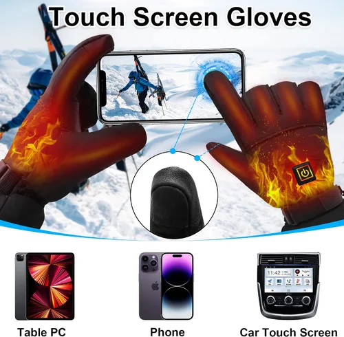 Vista 7 de Autocastle Guantes calefactables recargables con batería eléctrica para hombres y mujeres, guantes térmicos para pantalla táctil, guantes térmicos