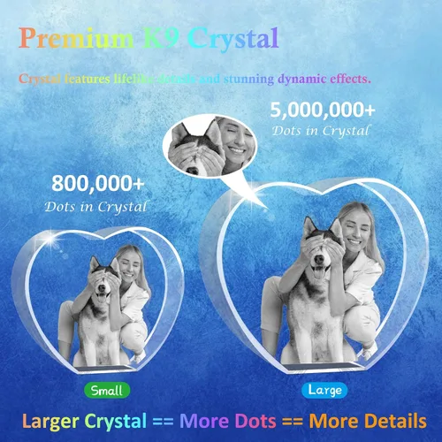 Vista 4 de Regalos conmemorativos personalizados para mascotas, marco de fotos de cristal 3D de perros o gatos, marco de fotos grabado con láser personalizado