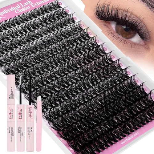 Vista 41 de Extensiones de racimos de pestañas con bandeja grande, pestañas individuales 10D 20D, mezcla natural, suave, C Cur negro, imitación de visón