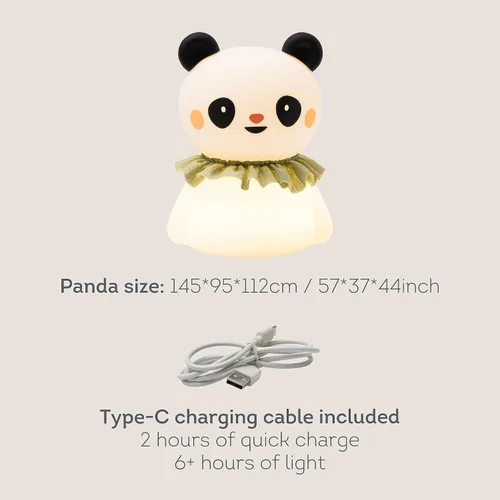 Vista 7 de Taf Toys Luz nocturna de silicona recargable para niños, panda y oso con brillo ajustable, luz de guardería para bebé, control de toque