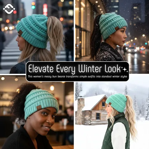 Vista 70 de Funky Junque - Gorro para mujer con ranura para cola de caballo