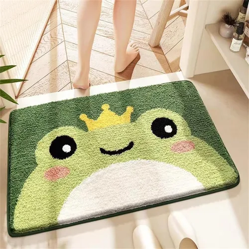 Vista 6 de Ankah Alfombra de ducha bonita, lujosa, absorbente y antideslizante, lavable a máquina para bañera, ducha y baño, 19.68 x 31.49 pulgadas, rana