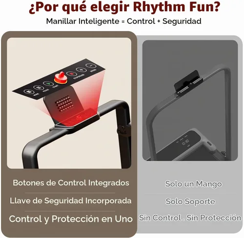 Vista 6 de RHYTHM FUN Almohadilla para caminar inclinada con barra de asa, cinturón Negro rojo