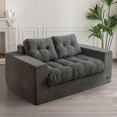 Vista 17 de MAXYOYO Sofá de 3 Plazas sin Estructura, Sofá Moderno Acolchado para Sala de Estar, Sillón Suave Tipo Puf de Espuma de Alta Densidad con Almohadas
