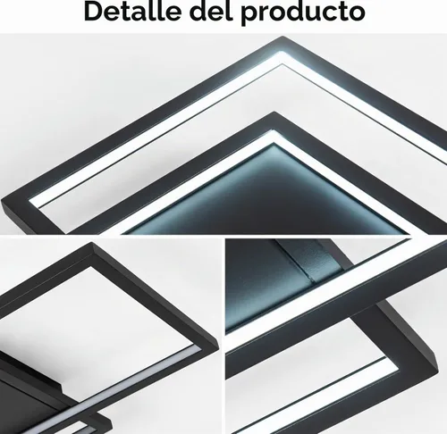 Vista 3 de Lámpara de techo moderna, montaje empotrado negro