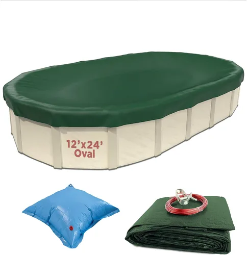 Vista 13 de Buffalo Blizzard Ripstopper - Funda de invierno verde para piscinas redondas sobre el suelo de 12 pies La superposición de 4 pies permite una