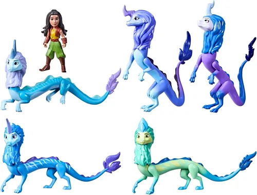 Vista 2 de Disney Princess Paquete familiar Raya and The Last Dragon Sisu, incluye 5 juguetes de dragón y muñeca Raya, juguetes para niños de 3 años en adelante