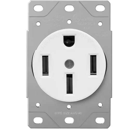 Vista 12 de ENERLITES 50A RV Power Outlet Box, NEMA 14-50R, Black Negro