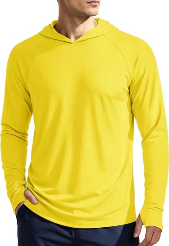 Vista 18 de KEFITEVD Sudadera con capucha de manga larga para hombre con protección solar UPF 50+ SPF de secado rápido Azur