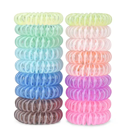 Vista 8 de TIZZYT Lazos para el cabello en espiral básicos, sin arrugas, 18 unidades, color macarrón