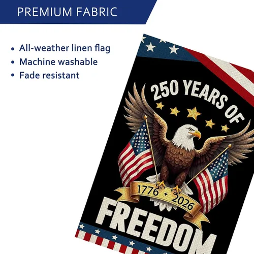 Vista 5 de Banderas de jardín con el 250 aniversario de Estados Unidos para exteriores, bandera de Estados Unidos con diseño de águila, decoración patriótica