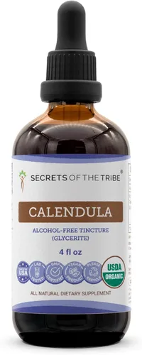 Vista 7 de Secrets of the Tribe Calendula USDA Organic Extracto sin alcohol, gotas de hierbas de alta potencia Hecho de flor seca de caléndula Officinalis
