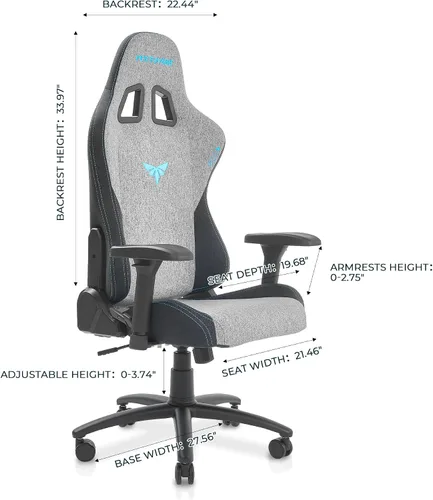Vista 3 de Silla para juegos con reposabrazos ajustables 4D, reclinable de 155° y capacidad de 320 libras, silla ergonómica de computadora de respaldo alto
