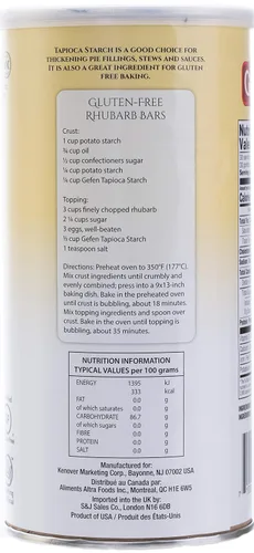 Vista 3 de Gefen, Almidón de tapioca puro, 16oz. Contenedor resellable, sin gluten, harina de tapioca