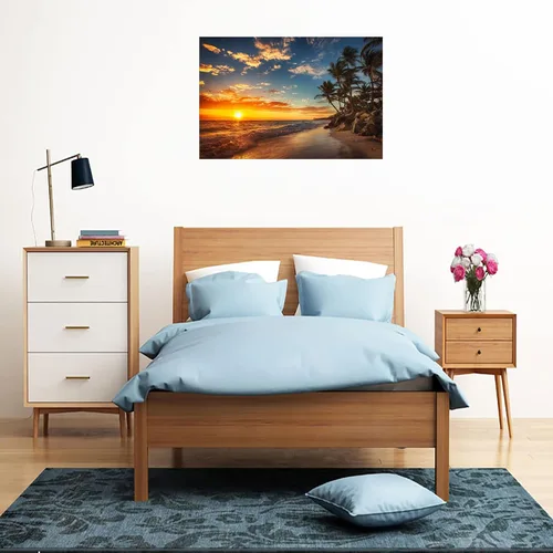 Vista 2 de DZL Art S74769 - Impresión de Pintura en Lienzo Paraíso Isla Tropical Playa con Palmeras Impresión Fotográfica Imágenes de la Naturaleza Arte