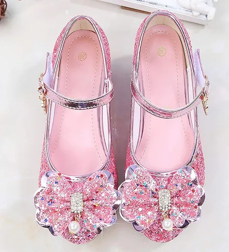 Vista 5 de Walofou Zapatos planos de princesa con tacón de fiesta de boda para niñas de flores para niños pequeños