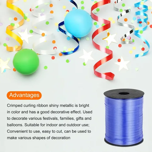 Vista 3 de PATIKIL Cinta rizadora de 500 yardas, cuerda metálica de 3/16 pulgadas para decoración de fiestas, envoltura de regalos, manualidades, azul Azul
