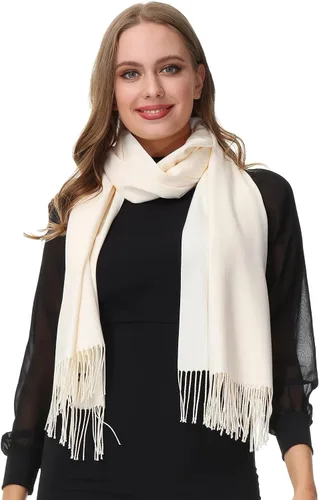 Vista 3 de OHAYOMI Bufanda de chal Pashmina para mujer, color liso, pashmina