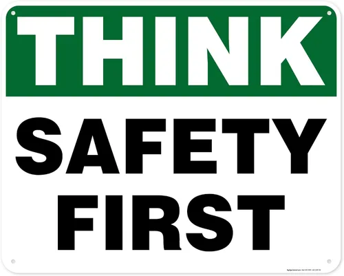 Vista 11 de Think Safety First Sign, 10 x 7 pulgadas, libre de óxido, aluminio 040, resistente a la decoloración, fabricado en Estados Unidos por My Sign Center
