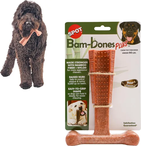 Vista 21 de SPOT Bam-Bones Plus T Bone - Juguete masticable de fibra de bambú y nailon para perros masticadores moderados a agresivos, duradero y sin astillas
