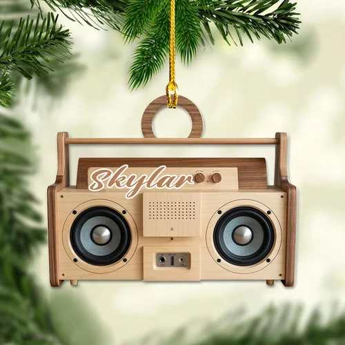 Vista 11 de Adorno de radio personalizado 2025, adorno de radio retro personalizado, cinta de cassette, adornos retro, adornos de radio de Navidad, adornos