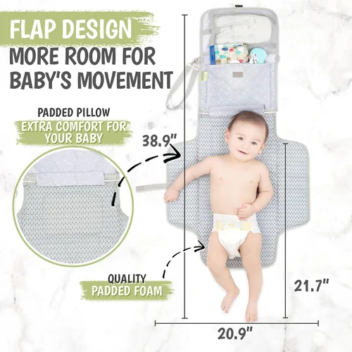Vista 4 de KeaBabies Cambiador de pañales portátil y organizador de pañales - Cambiador de pañales plegable impermeable - Organizador de bebé para guardería