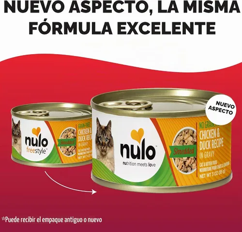 Vista 2 de Nulo Comida enlatada húmeda para gatos sin granos de pollo y pato triturada, 3 onzas (paquete de 24)