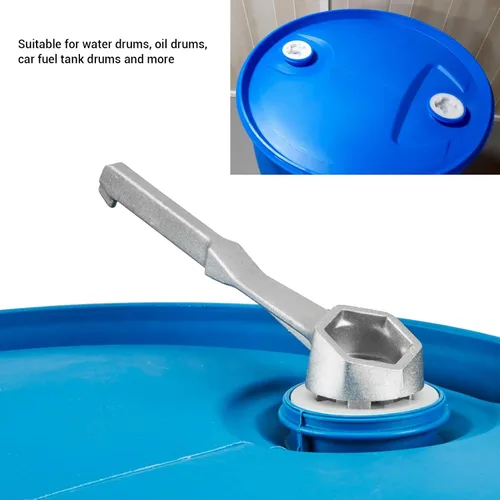 Vista 5 de Llave de tambor y llave de aluminio, ajuste universal para abrir tambores de 10, 15, 20, 30, 55 galones, ligera y resistente, ideal