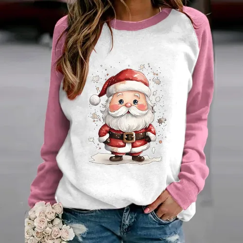 Vista 2 de Ceboyel Sudaderas feas de Navidad para mujer, cuello redondo, suéter de Papá Noel, a la moda, camisas y ropa
