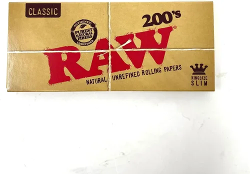 Vista 2 de RAW Classic 200 King Size Slim - Papel de liar, sin pliegues, marrón, 200 unidades (paquete de 3)