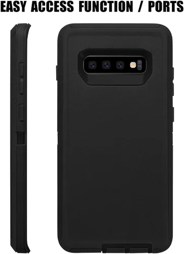 Vista 5 de AICase Funda para Galaxy S10 Plus, protección contra caídas, cuerpo completo, resistente, a prueba de golpes, caídas, polvo, capa protectora Negro