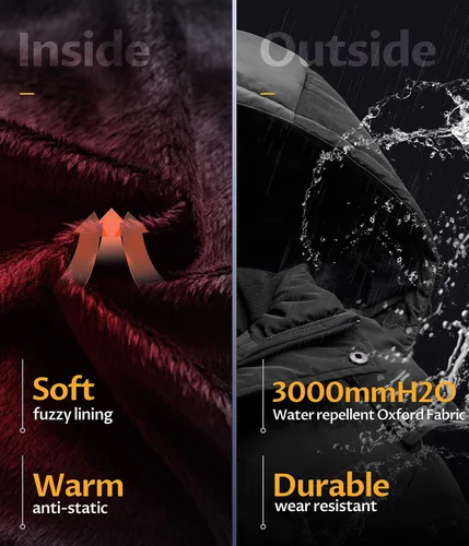 Vista 4 de CREATMO US Chaqueta acolchada impermeable para hombre, chaqueta de invierno cálida y gruesa para esquí