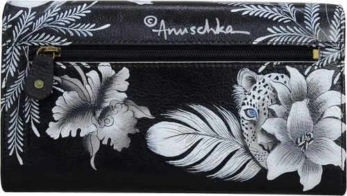 Vista 3 de Anuschka Cartera con solapa de acordeón con bloqueo RFID de cuero genuino pintada a mano para mujer
