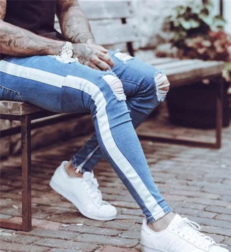Vista 2 de Pantalones de mezclilla ajustados para hombre