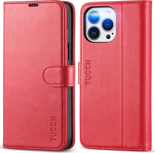 Vista 11 de TUCCH Funda tipo billetera para iPhone 13 Pro Max, con bloqueo RFID, con 4 ranuras para tarjetas, con soporte, a prueba de golpes, con carcasa