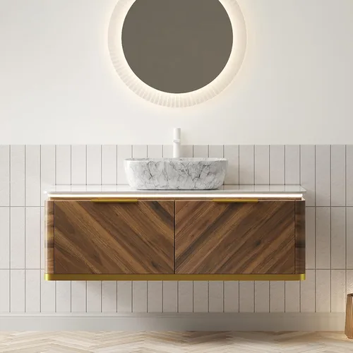 Vista 12 de LKTART Mueble de baño flotante de 36 pulgadas con fregadero, moderno armario de almacenamiento montado en la pared con luz LED, lavabo de cerámica