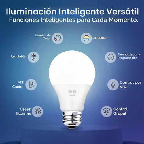 Vista 2 de Geeni Prisma Plus 800 Bombillas inteligentes regulables con conectividad Wi-Fi de 2.4 GHz – Cambio de color y temperatura blanca ajustable, bombilla