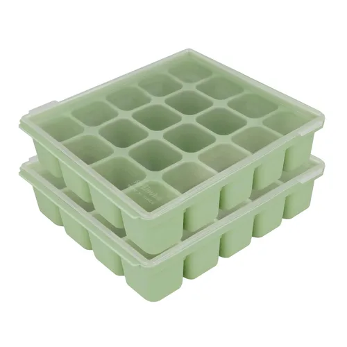 Vista 16 de Bandeja de silicona para congelador, cubos de almacenamiento de comida para bebé con tapa a clip, congelar comida para bebé, sopas, purés, hielo