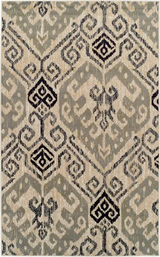 Vista 2 de Superior Altura del pelo de 0.315 in con respaldo de yute, hermoso patrón de damasco Ikat, alfombras tejidas de moda y asequibles, alfombra de 5 x 8