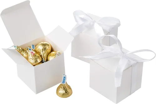Vista 11 de AWELL Caja de dulces de regalo negra con puntos dorados a granel de 2 x 2 x 2 pulgadas con cinta para recuerdos de fiesta, puntos dorados, paquete