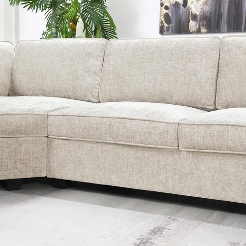 Vista 42 de Moderno sofá modular en forma de U con almohadas para la cintura, sofá cama con diván, sofá tapizado simétrico de felpilla de 6 asientos para sala